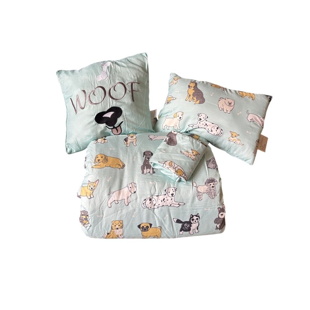 Harper Lane Twin Adorable Dog Pattern 4 Piece Comforter Blanket Set GIFT NEW